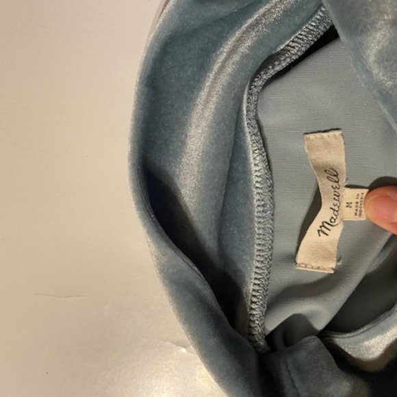 Madewell Velvet Mockneck Tee — Ice Blue, M - Picture 3 of 5